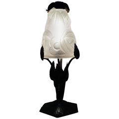 Antique Beautiful French Art Deco Table Lamp by Degué