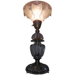 Sublime French Glass Table Lamp Signed Ezan