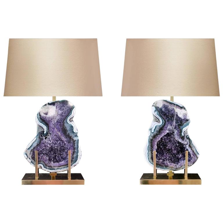 Pair of Natural Amethyst Rock Crystal Lamps at 1stDibs