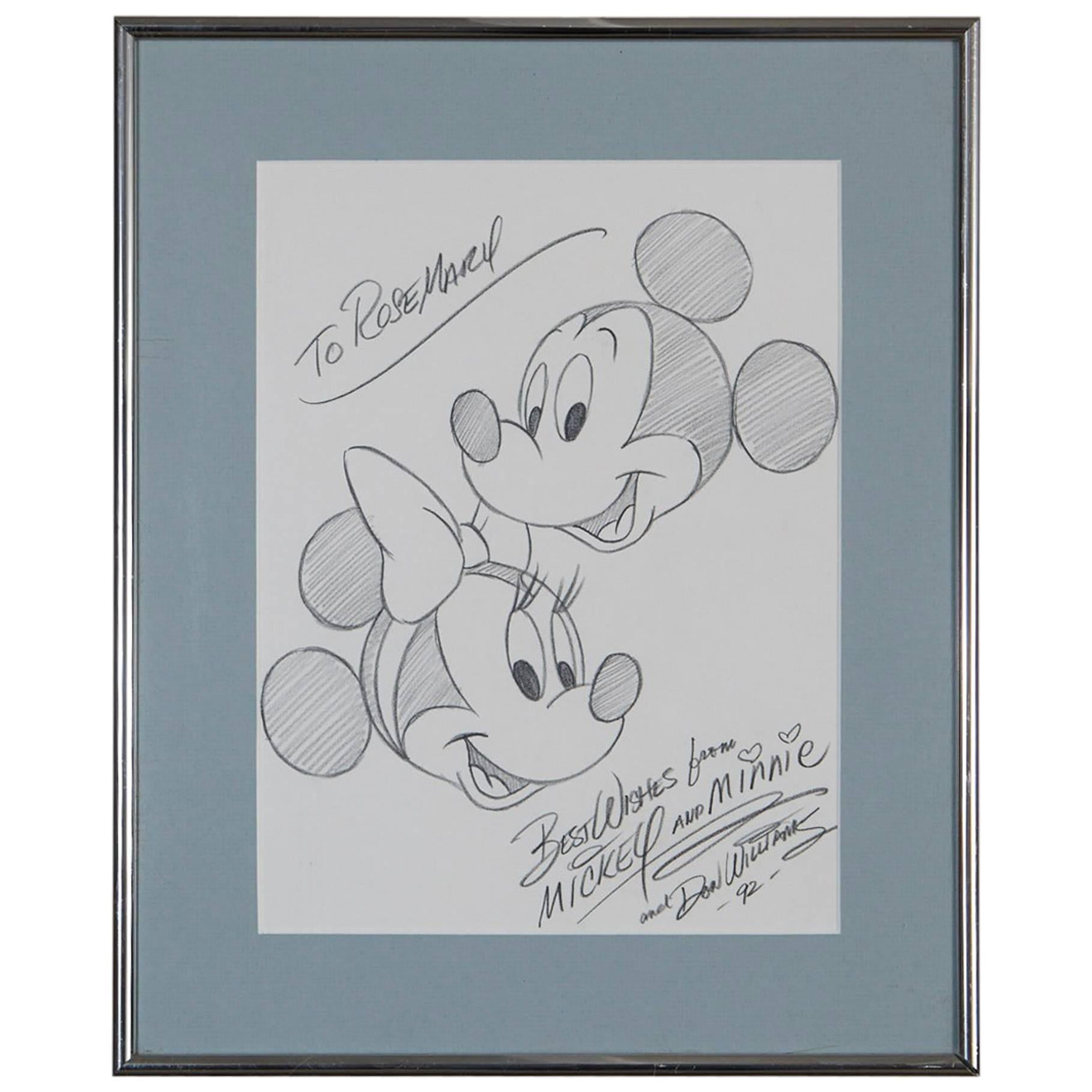 Disney Studios, Ron Williams Drawing for Rosemary Clooney from the Estate of RC For Sale