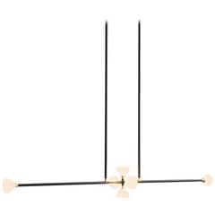 Vintage Apollo Six Chandelier - Contemporary Linear Matte Black LED Modern Light Fixture