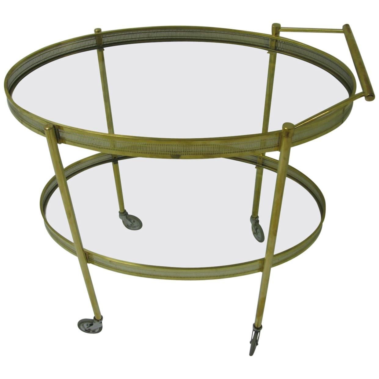 Solid Brass MidCentury Modern Oval Bar or Tea Cart at 1stDibs mid