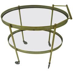 Mid-Century Modern Oval Brass with Glass Bar Cart 8