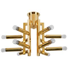 Twelve Arm Brass Flushmount Ceiling Light 9