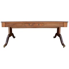 Antique Duncan Phyfe Style Mahogany Veneer Dual Sided Desk
