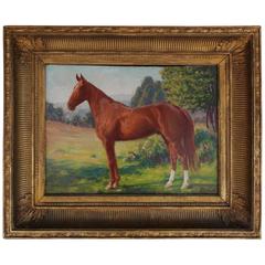 American Oil on Board Portrait of Horse, NY, James Weiland, Circa 1900 8