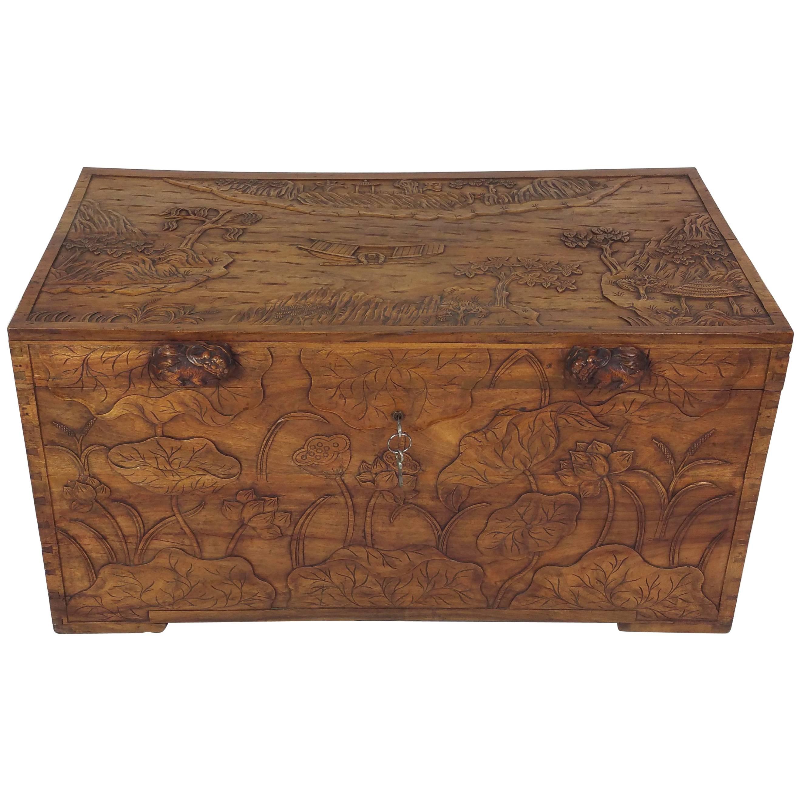 19th Century Chinese Carved Trunk