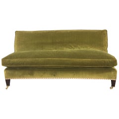 Vintage Settee in Chartreuse Green Velour