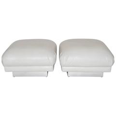 Pair of Oversized Ottomans or Poufs after Karl Springer, 1970s 1