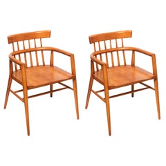 Pair of Paul McCobb Armed Wood Dining Chairs, 1960s