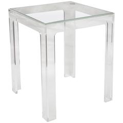 Small Lucite and Glass End Table