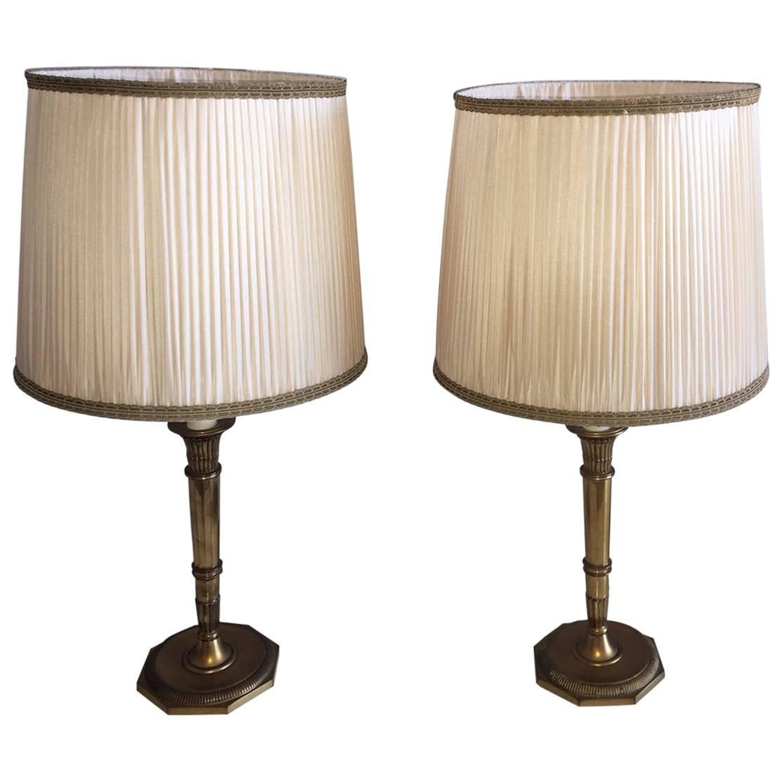 Maison Jansen Pair of D"Ore Bronze Table Lamps