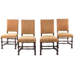 Handsome Set of Four Jacobean Style Side Chairs