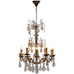Vintage Brass and Cristal Glass Chandelier