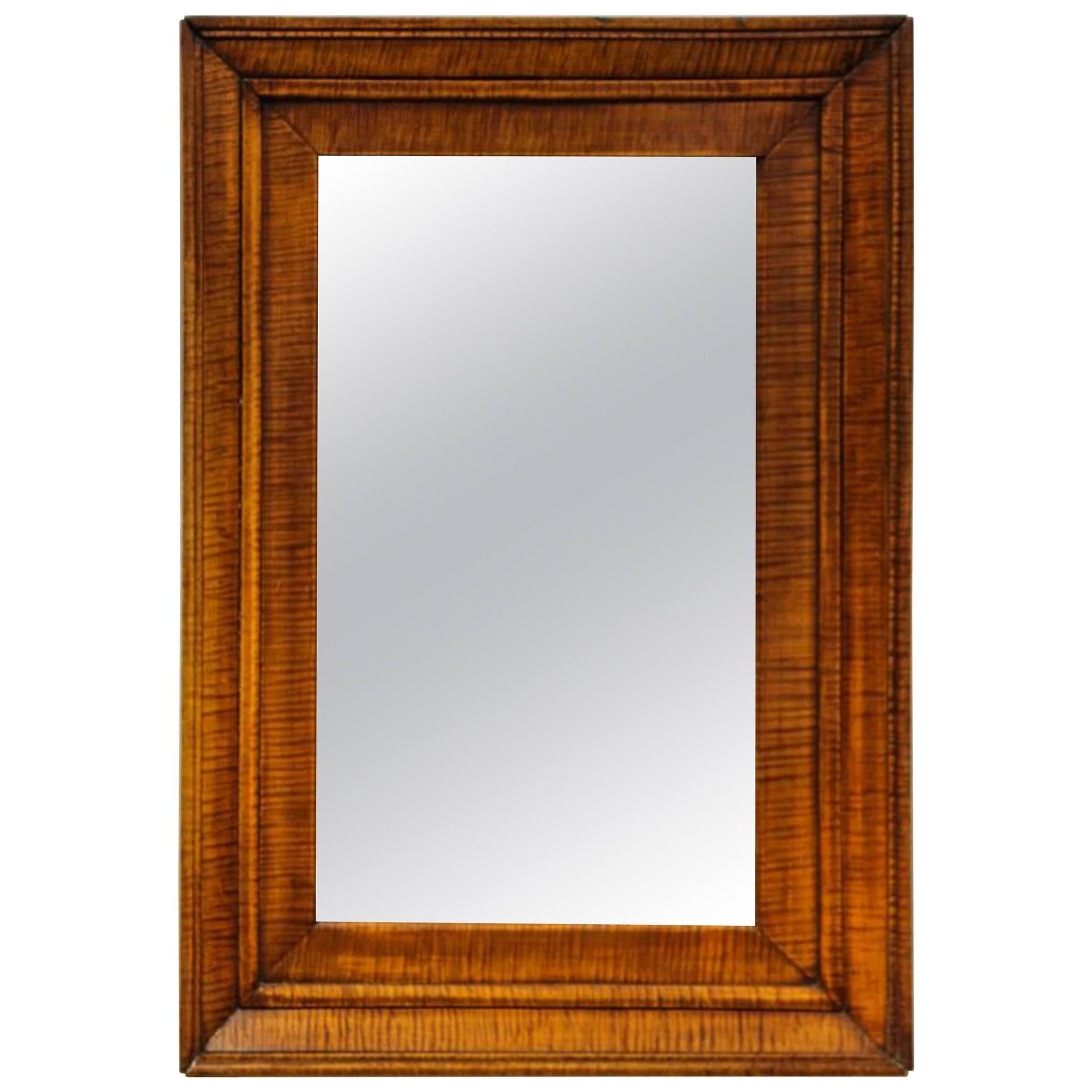 Handsome Early 19th Century American Tiger Maple Framed Mirror