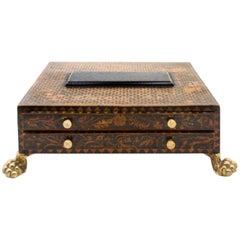 Spectacular English Regency Box with Penwork Decoration, Two Drawers