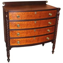 Federal Sheraton Bow Front Chest with Bird's-Eye Maple Drawer Fronts