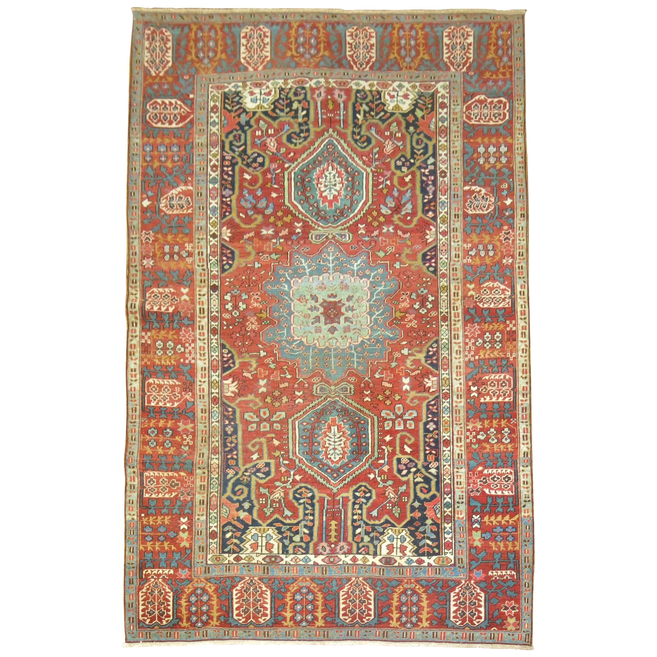 Antique Persian Serapi Foyer Size Rug For Sale