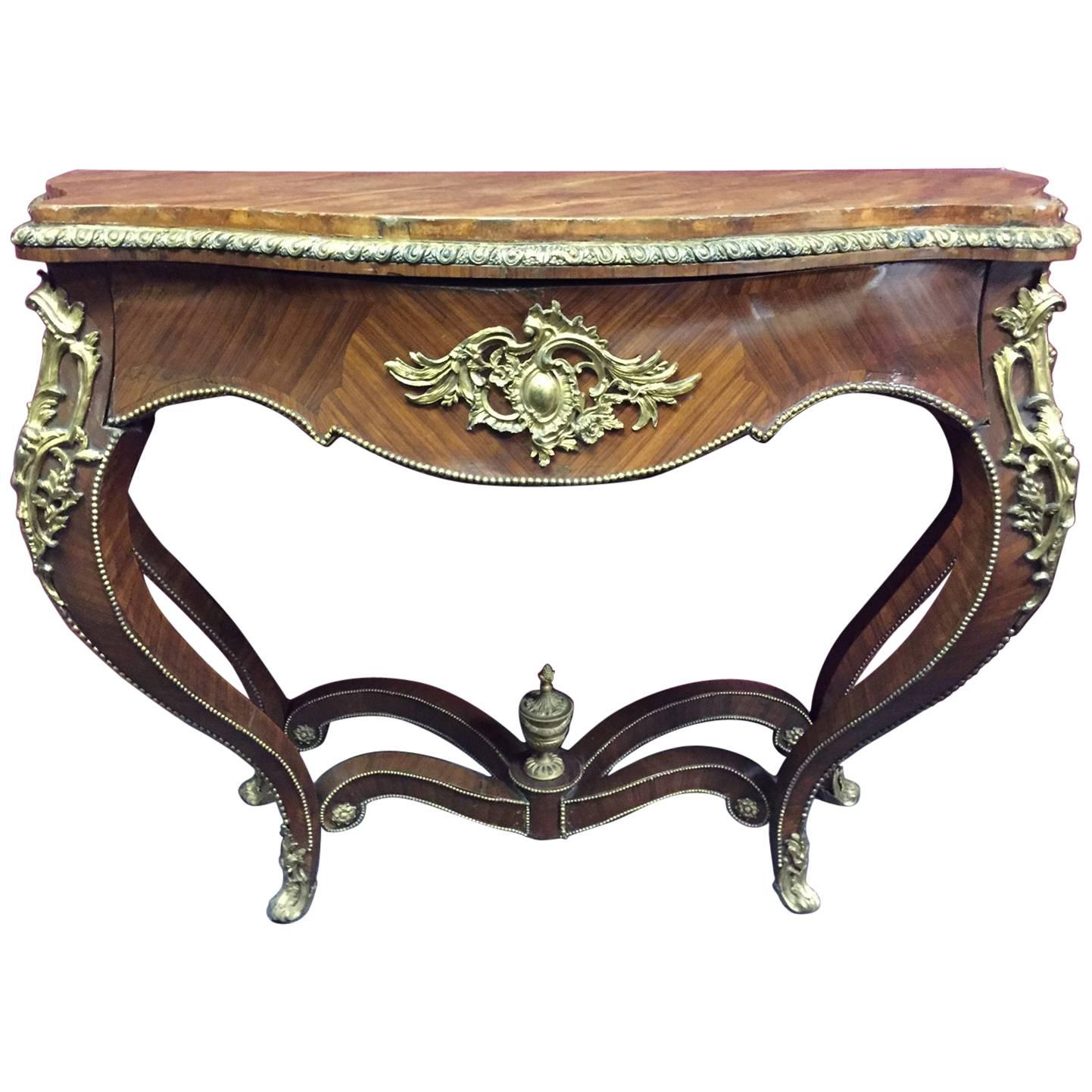 Louis XV Style Ormolu-Mounted Kingwood Console, 19th Century For Sale