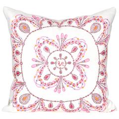 Vintage Nina Ricci Pink Scarf with Irish Linen Cushion Pillow 2