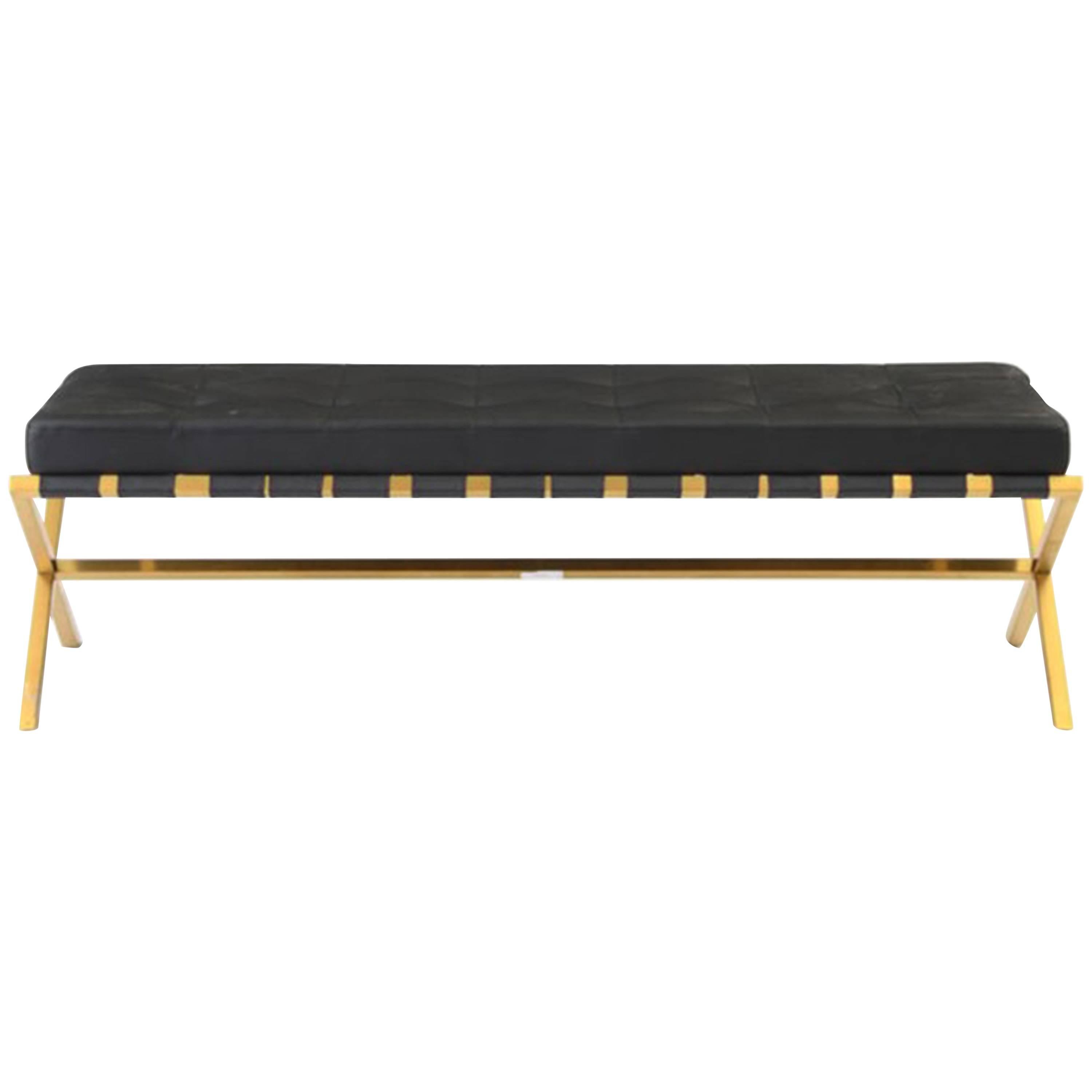 Nuovo Living "Auguste" Bench, Brushed Gold Finish For Sale