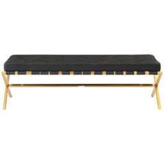 Nuovo Living "Auguste" Bench, Brushed Gold Finish