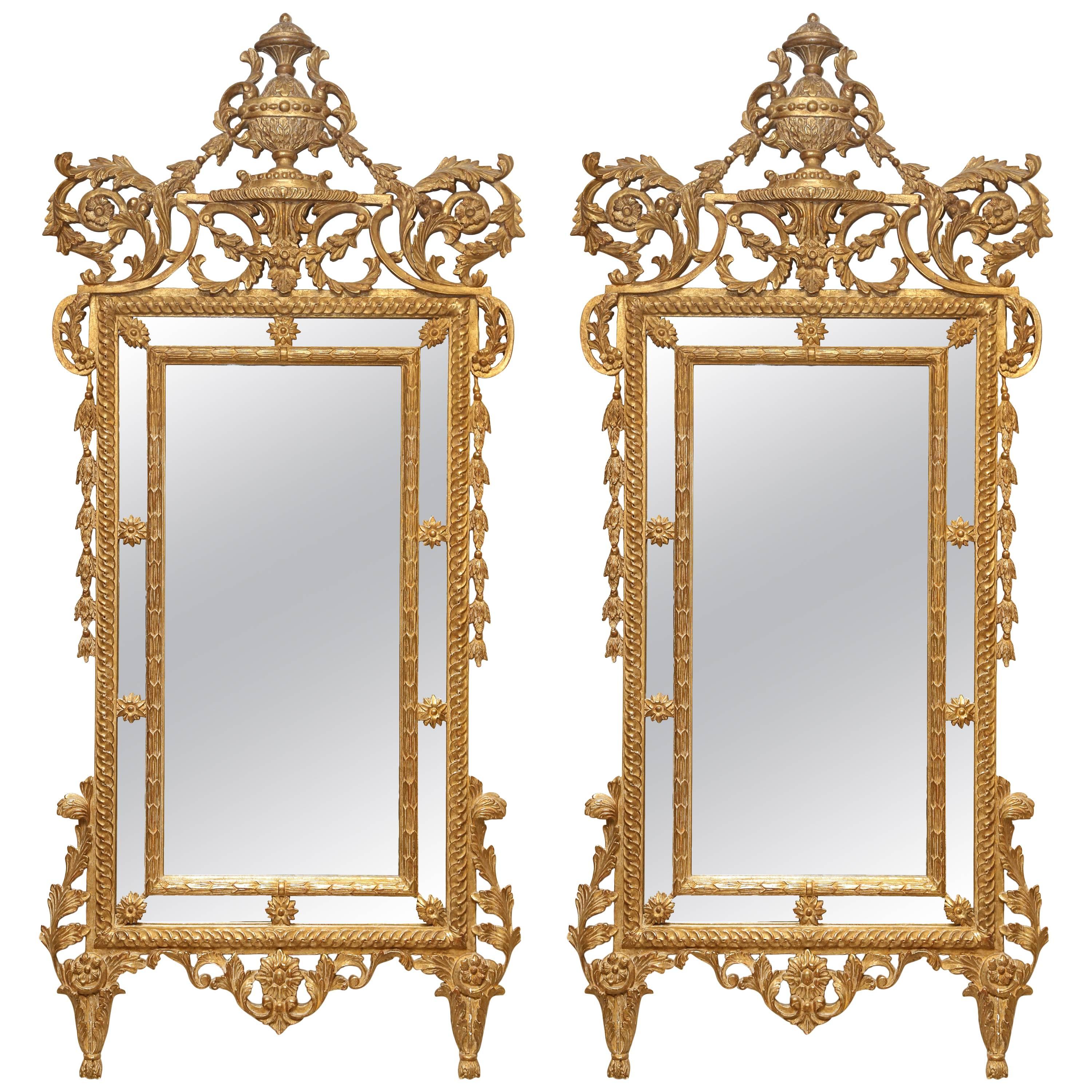 Pair of Carved Giltwood Louis XVI Mirrors