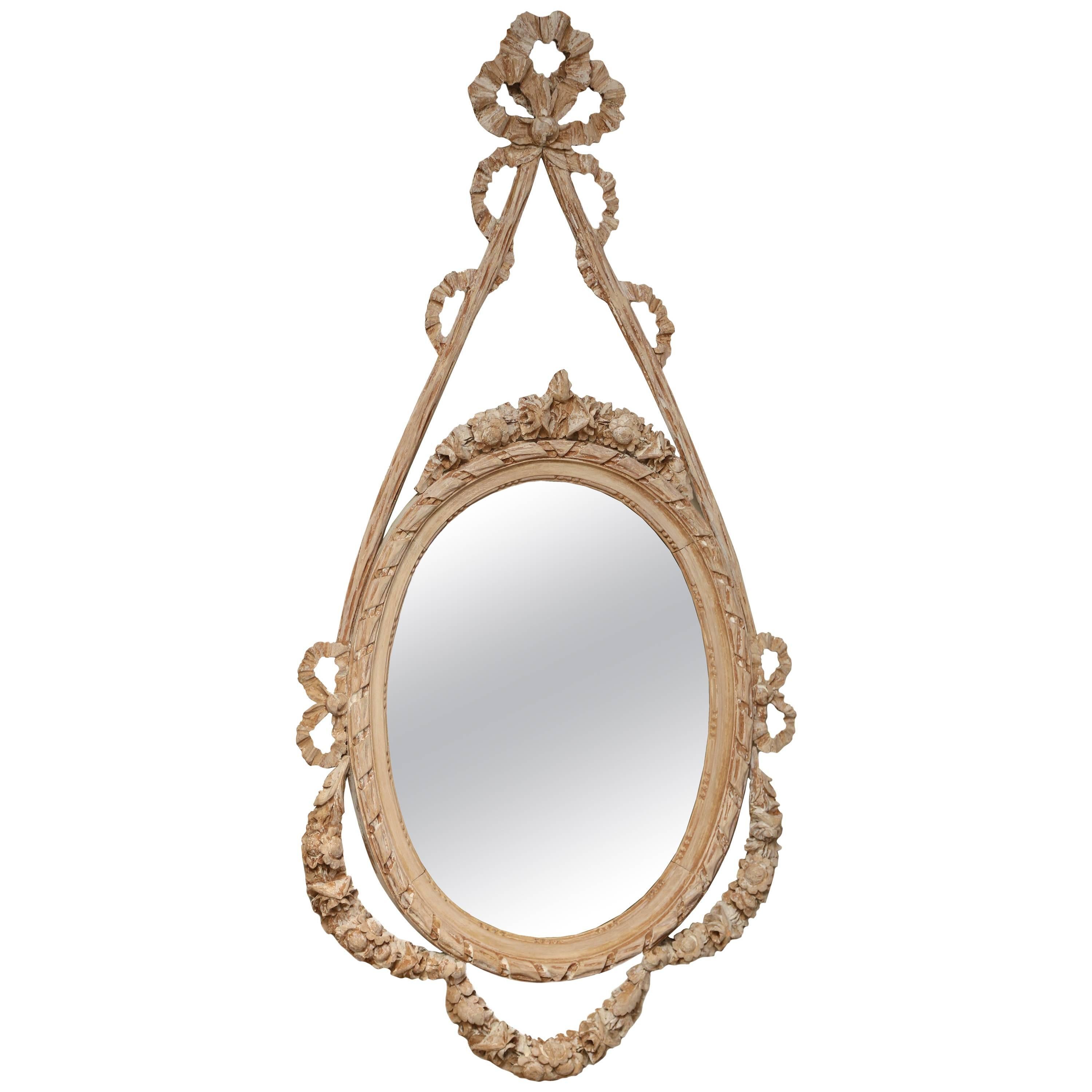 Hand-Carved Louis XV Oval Mirror