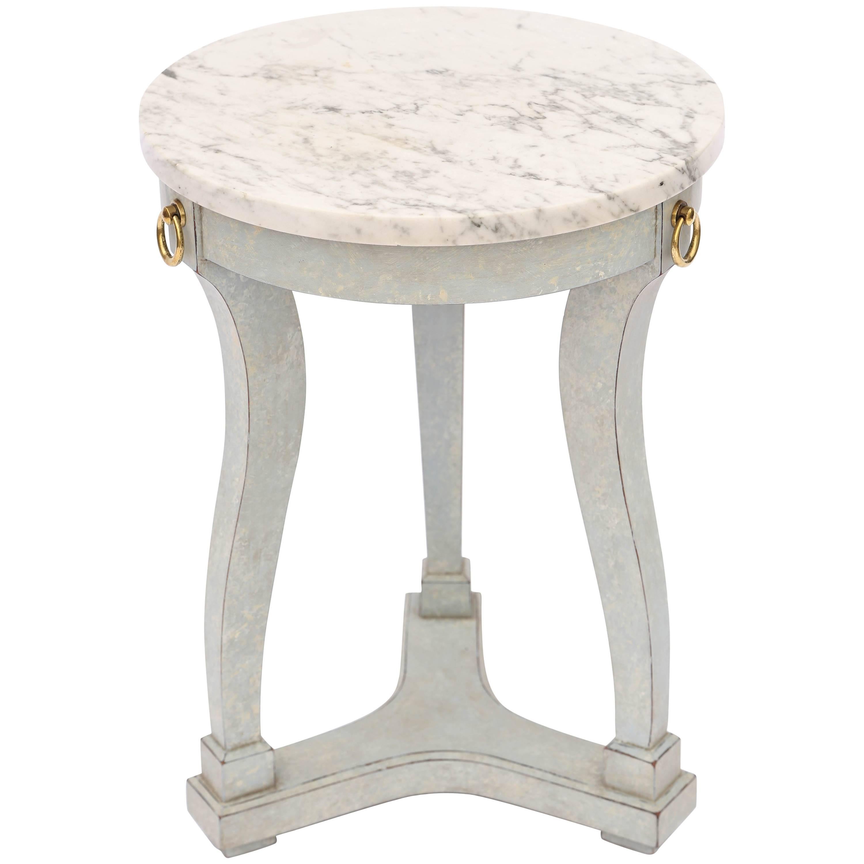 Classical Form Painted Accent Table with Marble Top