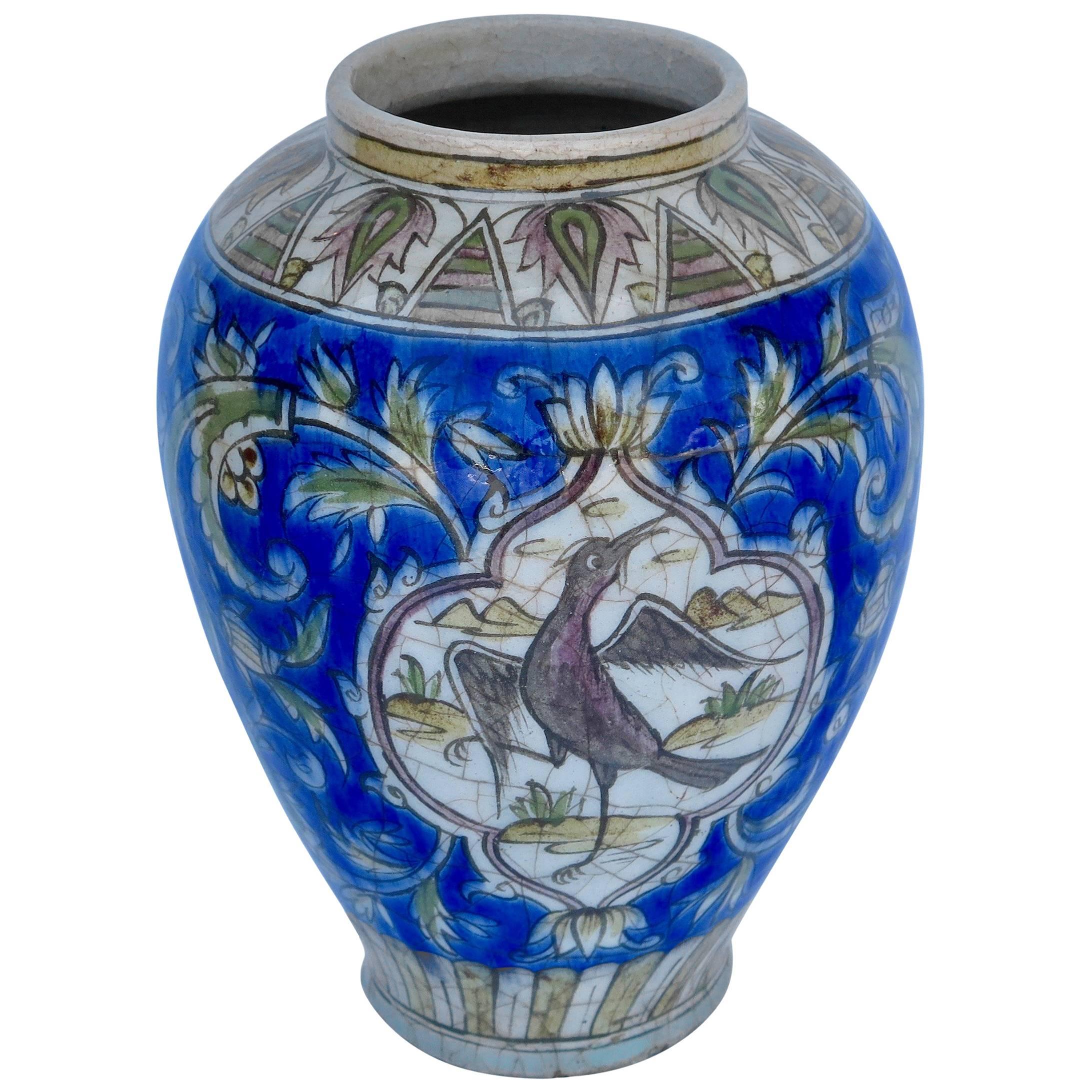 19th Century Persian Vase Blue and White For Sale