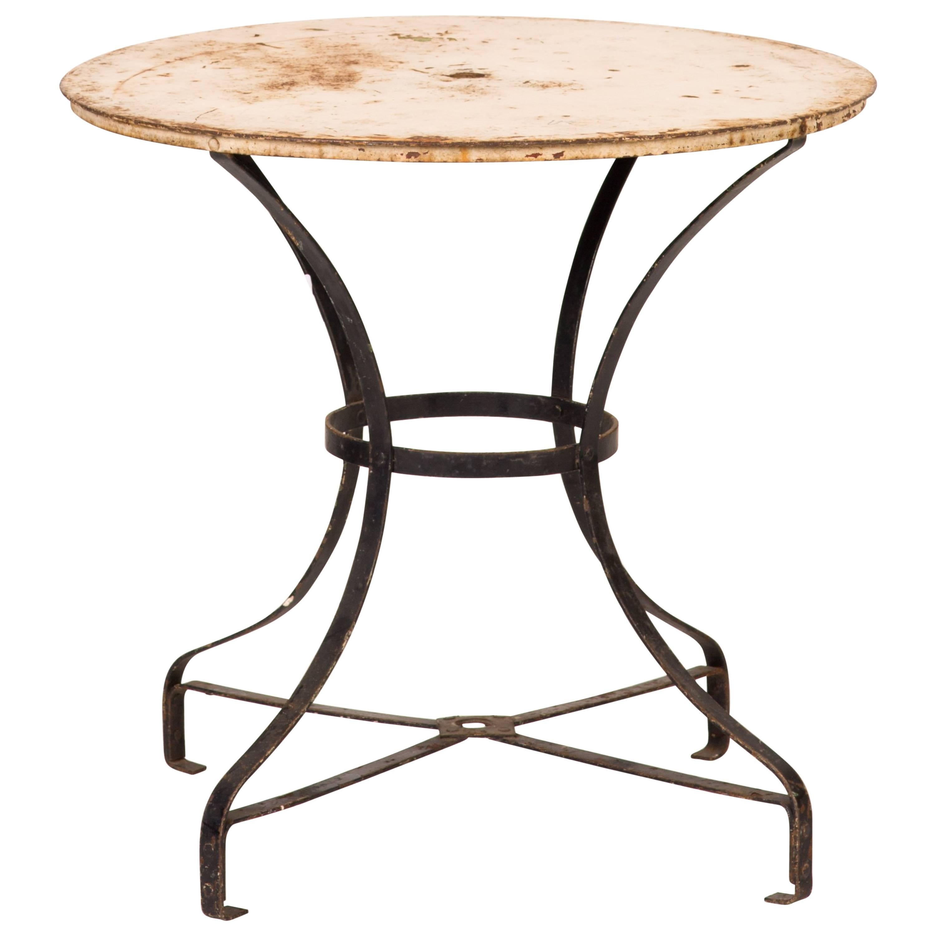 An Early 20th Century Round Top Garden Table with Metal Base