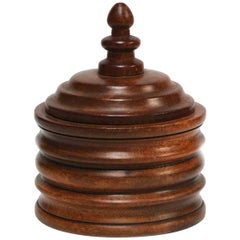 Wooden Tobacco Jar from 1920s Belgium 