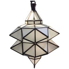 Moroccan Geometric Milk Glass Pendant Light