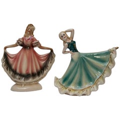 Pair of Signed Figural Dancing Ladies