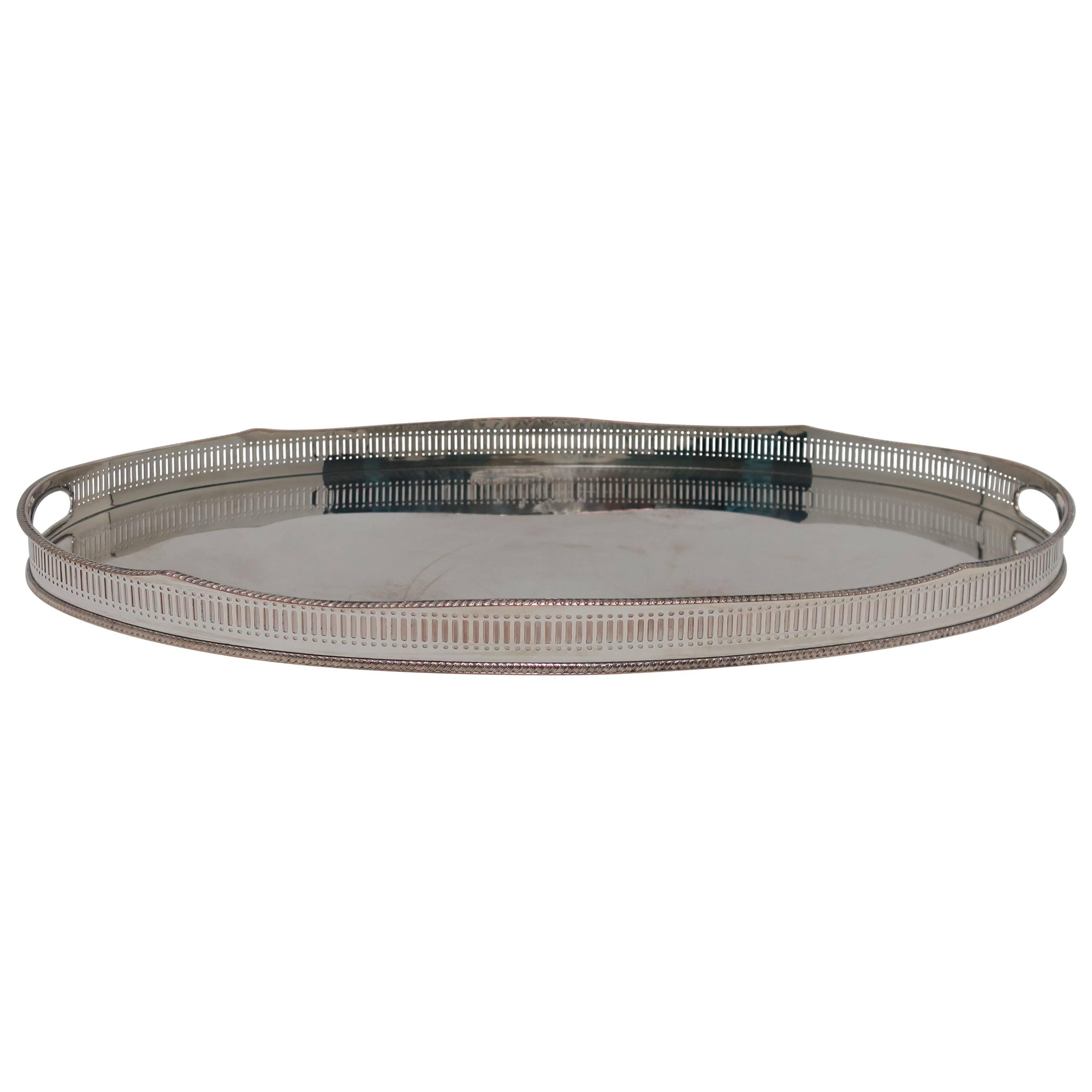 English Silver Oval Serving Tray