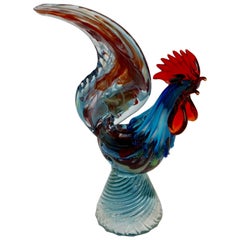 Vintage Italian Murano Handblown Glass Rooster Sculpture