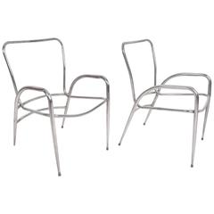 Pair of Sculptural Brown Jordan Aluminum Patio Chairs after Walter Lamb 10
