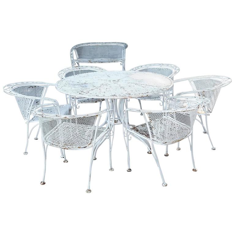 Mcm Salterini Style Iron Patio Set Six, Iron Patio Table And Chair Set