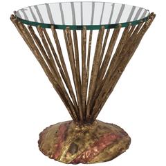 Silas Seandel Round Metal Side Table with Glass Top, 1988 1