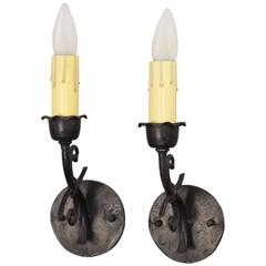 Antique Pair of Simple 1920s Sconces with Single Light