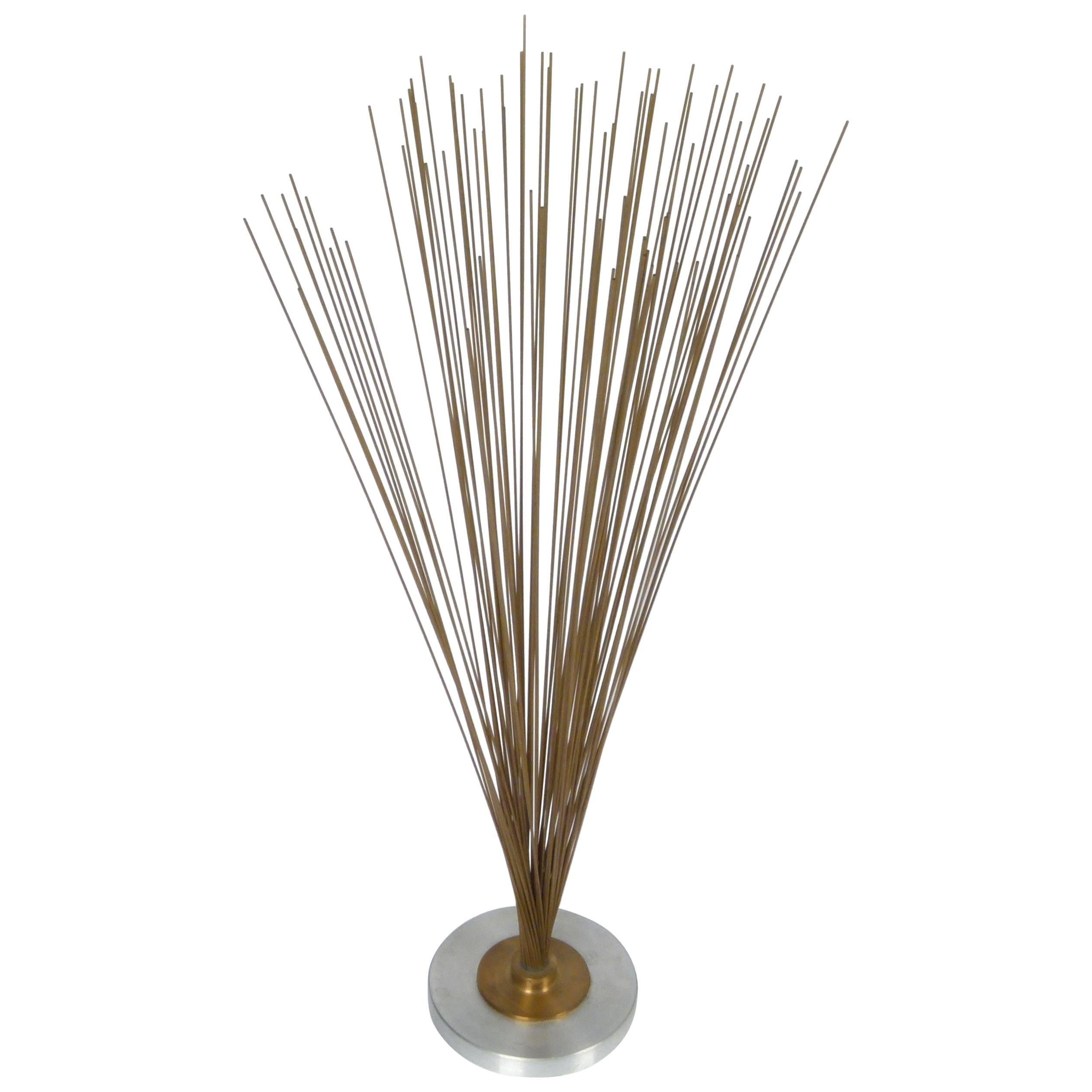 Harry Bertoia Style Spray Sculpture in Brass and Steel For Sale