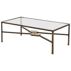 Silas Seandel Rectangular Bronze Coffee Table with Glass, 1976 5