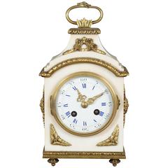 French White Marble and Ormolu Mantel Clock
