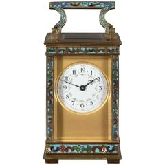 French Carriage Clock with Champleve Decoration
