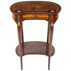 Antique French Burr Walnut Kidney Inlaid Occasional Side Table, circa 1860