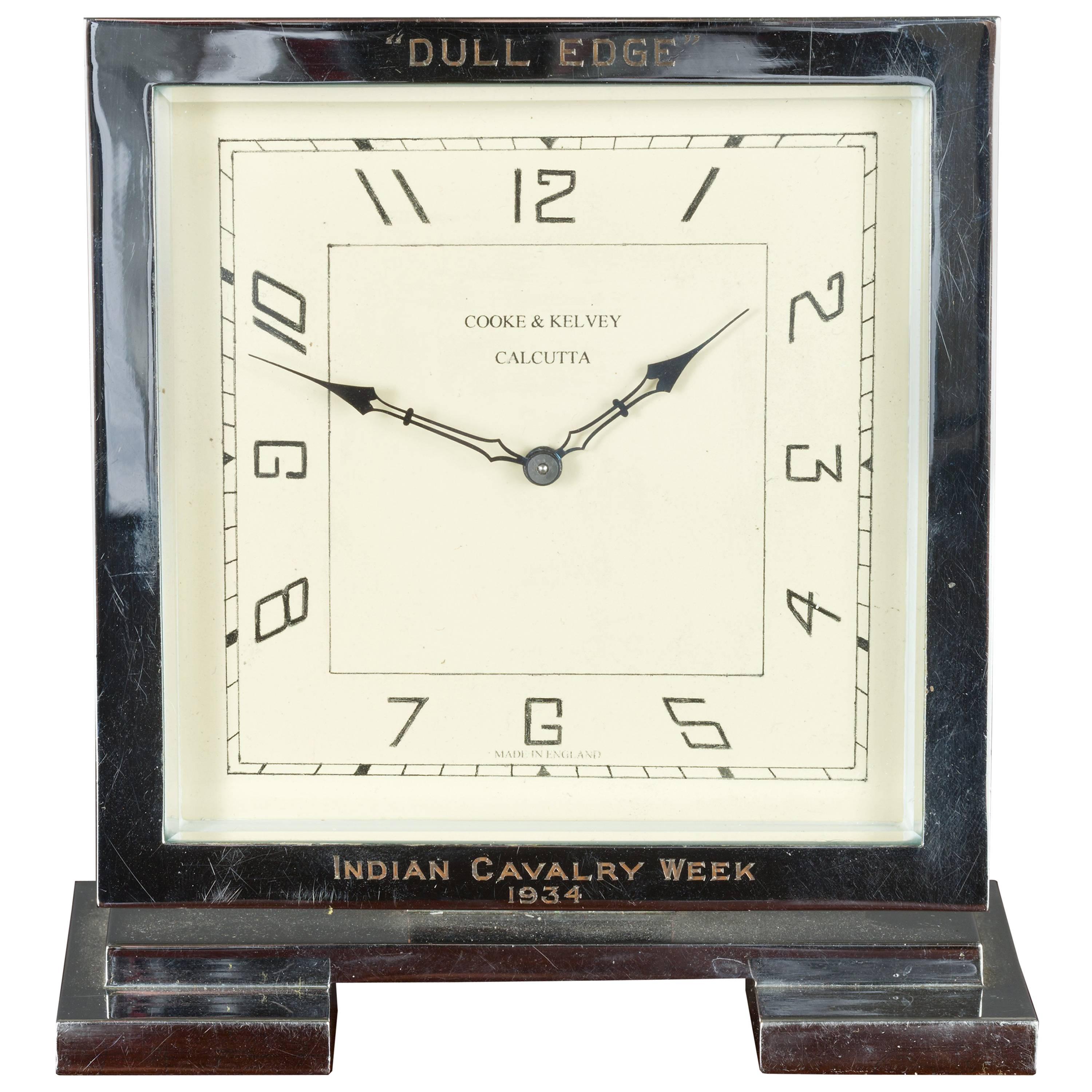 Art Deco Chrome Mantel Clock For Sale