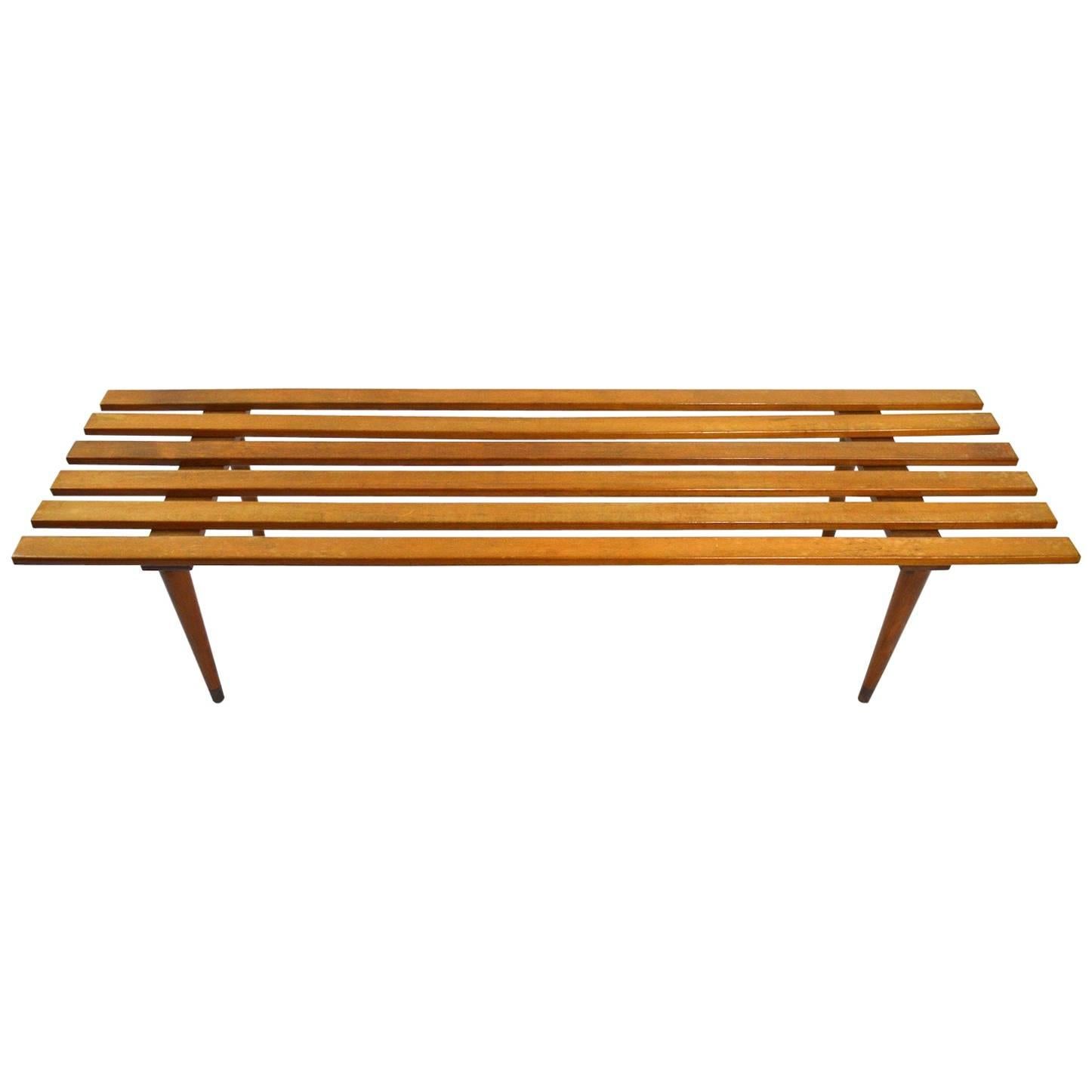 Classic Mid-Century Slat Bench Coffee Table