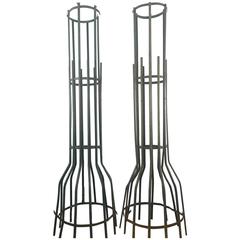 Pair of French Wrought Iron Two-Piece Tree Guards