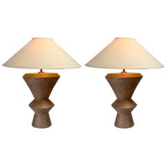 Pair of Architectural Scale Plaster Lamps Marked Bon Art, 1991 10