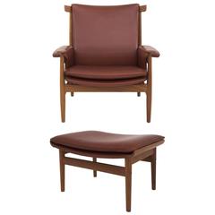 Finn Juhl Bwana Chair and Stool in Teak 2